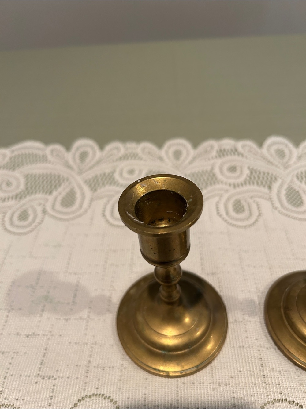 Set of 2 Brass Candle Holders with twisted taper candles. See pics for sizes - Picture 6 of 11